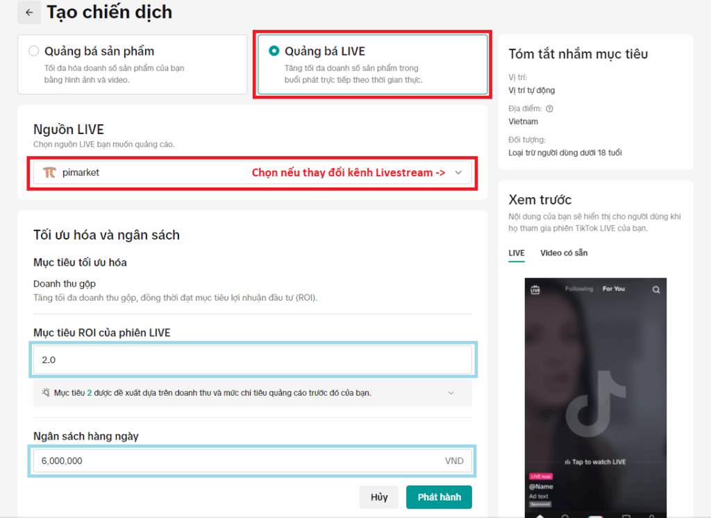 GMV Max Là Gì? Hướng Dẫn Chi Tiết Từ A-Z Cho Các Nhà Bán Hàng TikTok Shop 8 Tạo chiến dịch quảng cáo Live GMV Max